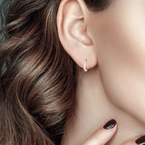 10KW Diamond Inlay Baguette Huggie Earrings w/ 0.10 ctw