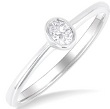 White Gold Petite Bezel Set Oval Cut Diamond Fashion Ring