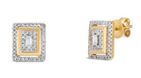 14K Yellow Gold Diamond Rectangular Fashion Earrings, 0.42 Carat TW