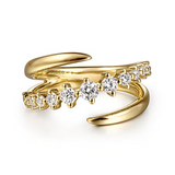 14K Yellow Gold Diamond Bypass Ring, 0.52Carat TW