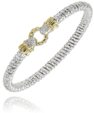 Sterling Silver/14K Yellow Gold  4MM Fashion Bracelet with .11Carat TW Diamonds