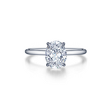 Sterling Silver Oval Engagement Ring, 2.00 Carat CZ TW