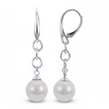 Sterling Silver Cultured Pearl Chain Drop Leverback