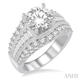 14K White Gold Diamond Engagement Ring, 1.5 Carat TW