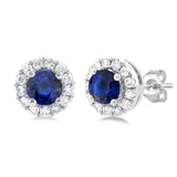 10KY Diamond and Sapphire Stud Earrings w/ 0.10 ctw