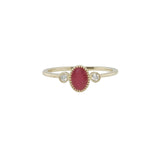 14 K Yellow Gold 0.55Carat Ruby Oval Cut & 0.06Carat TW Diamond Ring G-H SI2 Size  7