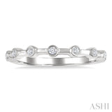 1/10 Ctw Bezel Set Round Cut Diamond Stackable Wedding Band in 14K White Gold