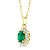 10KY Diamond and Emerald Pendant w/ 0.06 ctw