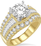 14K Yellow/White Gold 1.75-2.50 Carat Center Diamond with 1.45 Carat TW Round Diamonds/Baguettes