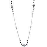 Sterling Silver Tahitian Pearl and Garnet Necklace w/  8 -- 9 mm Pearls, 38" Chain