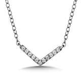 14K White Gold Diamond "V" Necklace, 0.04 Carat TW