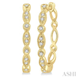 10K Yellow Gold Diamond Hoop Earrings, 0.15 Carat TW