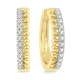 14KYG Bijoux Diamond Hoop Earrings – Circular Bead & Round Cut Bead Design, 0.25ctw