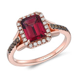 14K Rose Gold Diamond and Rhodolite Ring