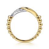 Stirrup Ring 14K White and Yellow Gold Diamond 0.3ct Bujukan