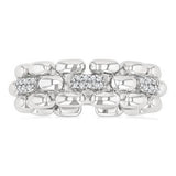 Sterling Silver Bold Panther Link Single Cut Diamond Fashion Ring, 0.10Carat TW