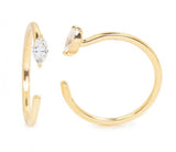 Yellow Gold Diamond Open Loop Huggie Earring