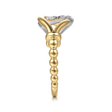 Stirrup Ring 14K White and Yellow Gold Diamond 0.3ct Bujukan