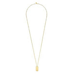 Yellow Gold ID Dog Tag Pendant Hollow Chain Necklace