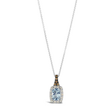 14K Vanilla Gold LeVian (0.70Carat TW) Sea Blue Aquamarine with (0.17Carat TW) Chocolate and Nude Diamonds Pendant