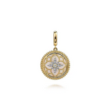 14KY Bujukan Diamond and Mother of Pearl Medallion Pendant