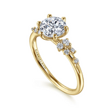 14K White and Yellow Gold Round Engagement Ring