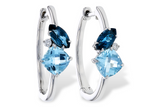 14K White Gold 1.82Carat TW Blue Topaz and .04Carart TW Diamond Fashion Earrings