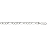 Sterling Silver (5.5 mm) Figaro Chain w/ Rhodium Plating, 22"