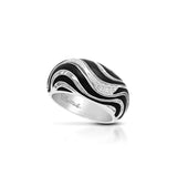 WAVERLY RING - BLK. ENAM. & WHT CZ - SZ 7