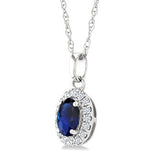 10KW Diamond and Sapphire Pendant w/ 0.07 ctw & 18"