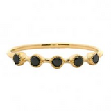 14K Yellow Gold Black Diamond Bezel Station Stackable Ring, 0.21Carat TW