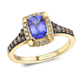 14K Yellow Gold Tanzanite Ring with 0.37 Carat TW Chocolate and Nude Diamonds