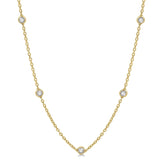 14K Yellow Gold Diamond Station Necklace, 1.0 Carat tw