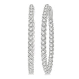 14KW Inside-Out Diamond Oval Hoop Earrings, 2.00CTW