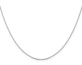 14K White Gold (0.8mm) Diamond Cut 18" Cable Chain