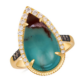14K Honey Gold™ Le Vian® Peacock Aquaprase™, Chocolate Diamonds® & Nude Diamonds™ Ring, Size 7