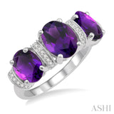 .10 CTW 10KW Amethyst and Diamond Past Present & Future Ring