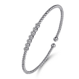 14K White Gold Bujukan Bead and Cluster Diamond Bangle, 0.14Carat TW