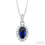 10KW Diamond and Sapphire Pendant w/ 0.07 ctw & 18"