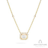 18K Yellow Gold Emerald Solitaire Halo Pendant, 1.0Carat TW