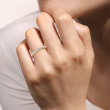 14K Yellow Gold Diamond 11Stone French Pave' Wedding Band, 0.48Carat TW