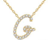 10K Yellow Gold Diamond Initial "G" Necklace, 0.08 Carat TW