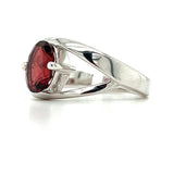 Sterling Silver Garnet Oval Ring