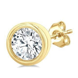 10K Yellow Gold Bezel Set Round Cut Diamond Studs, 0.20 Carat TW