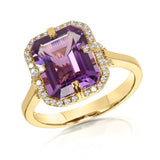 14KY Amethyst & Diamond Cocktail Ring w/ 3.5 ct Am. & 0.20 ctw Dia.