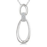 Sterling Silver Diamond Oval Pendant, 0.10Carat TW