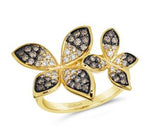 14KY "Honey" Gold Chocolate Ombre Diamond Floral Ring, 0.70 Carat TW