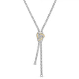 Sterling Silver & 18KY Accent Love Knot Lariat Necklace w/ 17