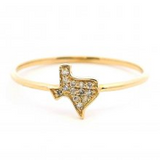 14K Yellow Gold Diamond  State of Texas Shaped Ring, 0.04Carat TW