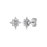 Sterling Silver Star Diamond Stud Earrings, 0.03 Carat TW